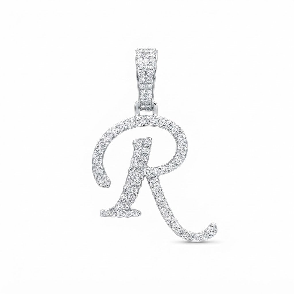 Stylized Letter "R" Diamond Pendant