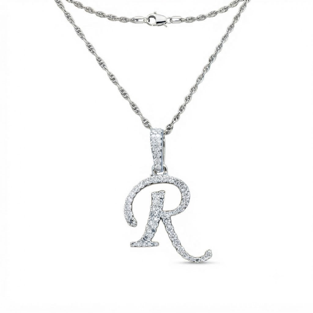 Stylized Letter "R" Diamond Pendant