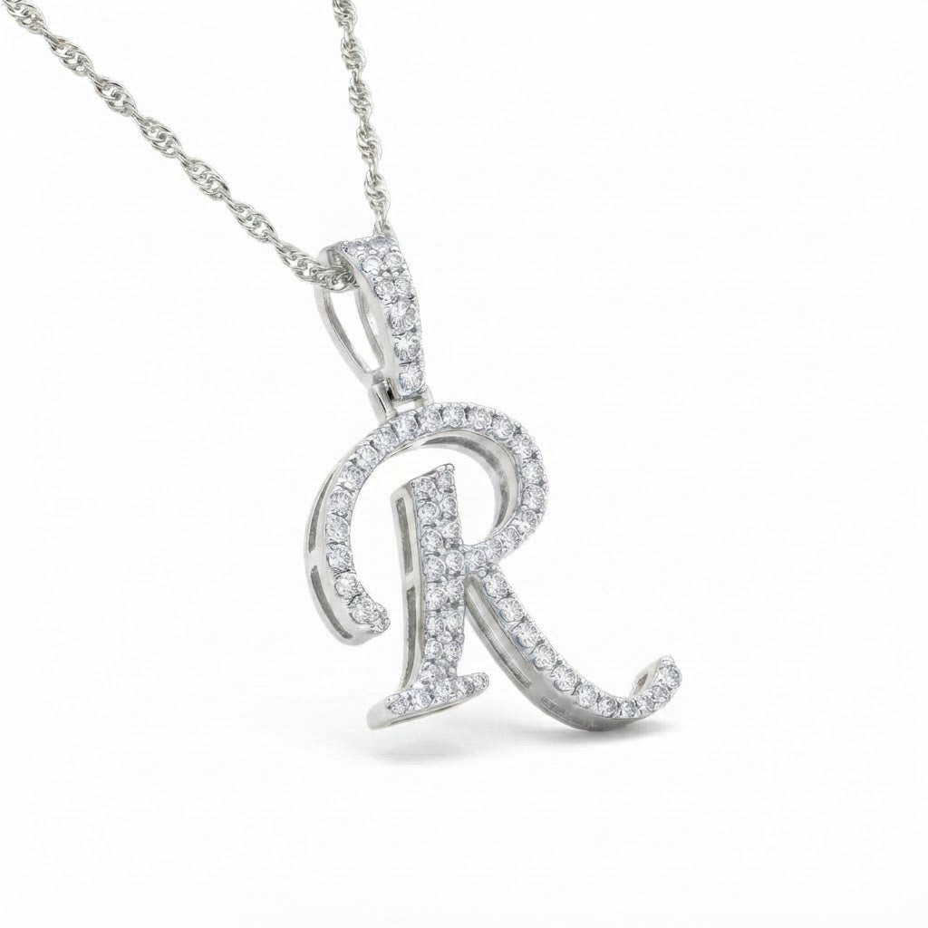 Stylized Letter "R" Diamond Pendant