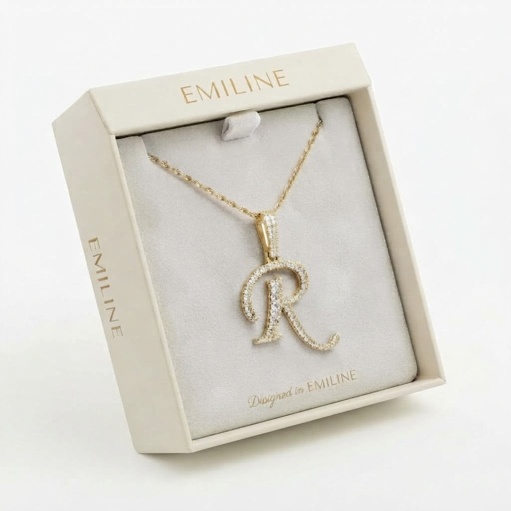 Stylized Letter "R" Diamond Pendant