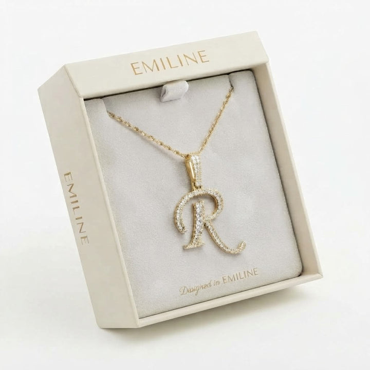 Stylized Letter "R" Diamond Pendant