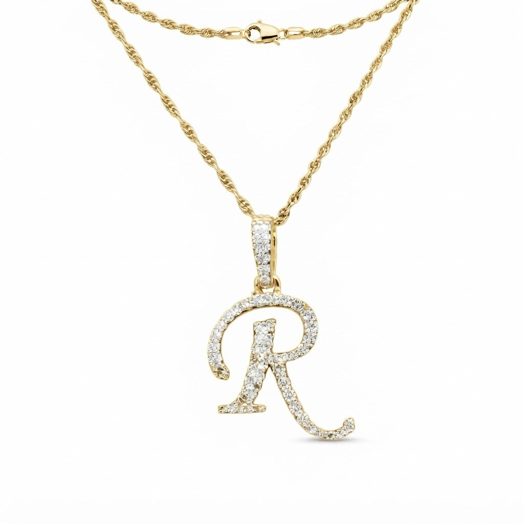 Stylized Letter "R" Diamond Pendant