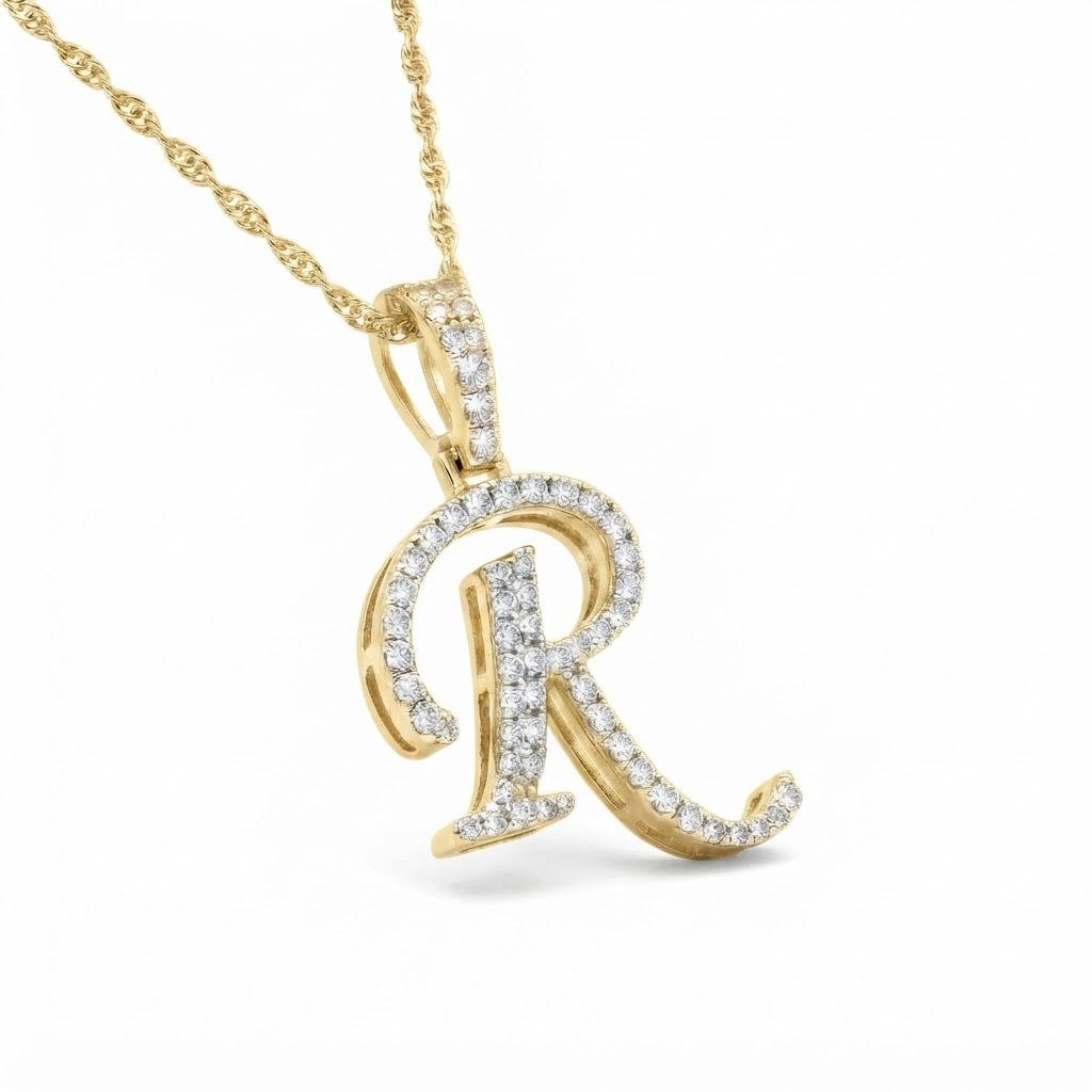 Stylized Letter "R" Diamond Pendant