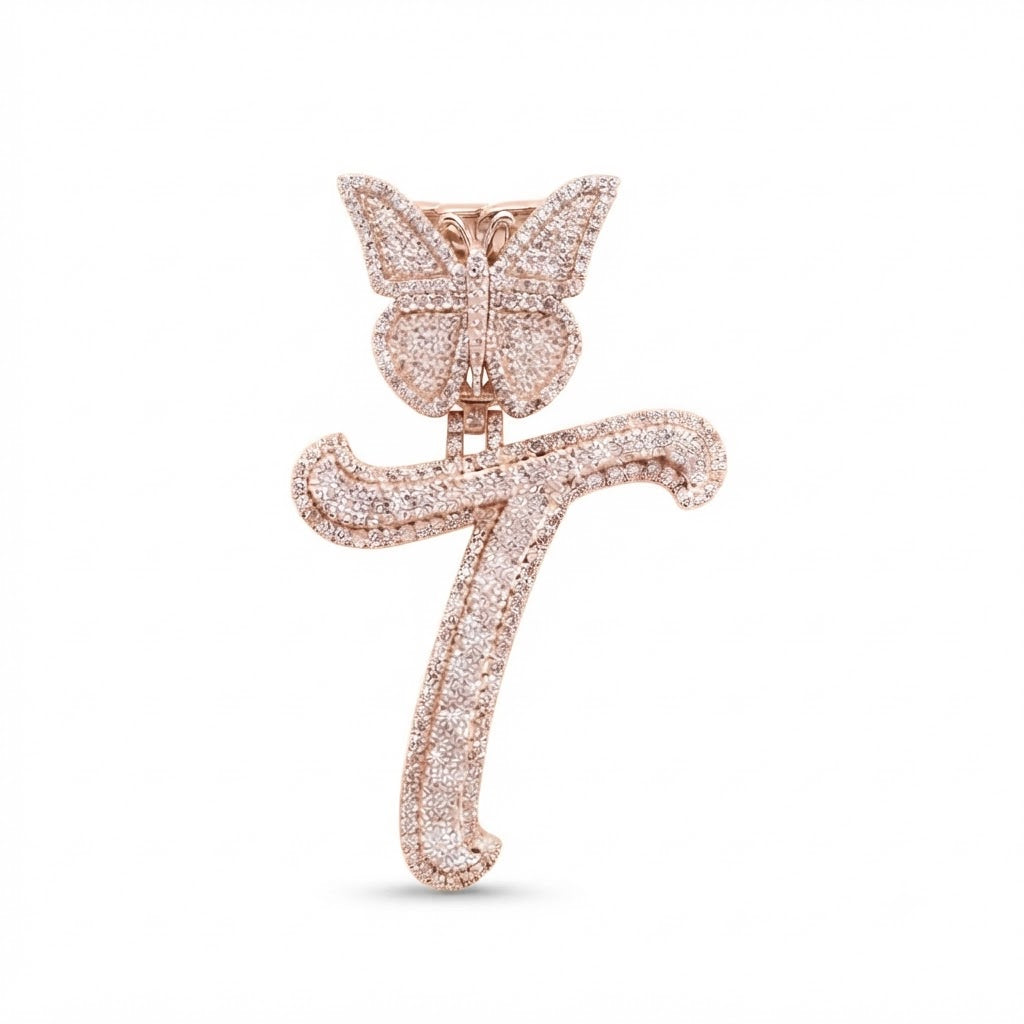 Butterfly Letter "T" Diamond Pendant