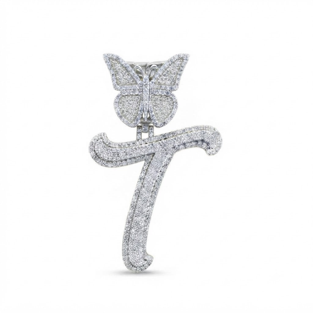 Butterfly Letter "T" Diamond Pendant