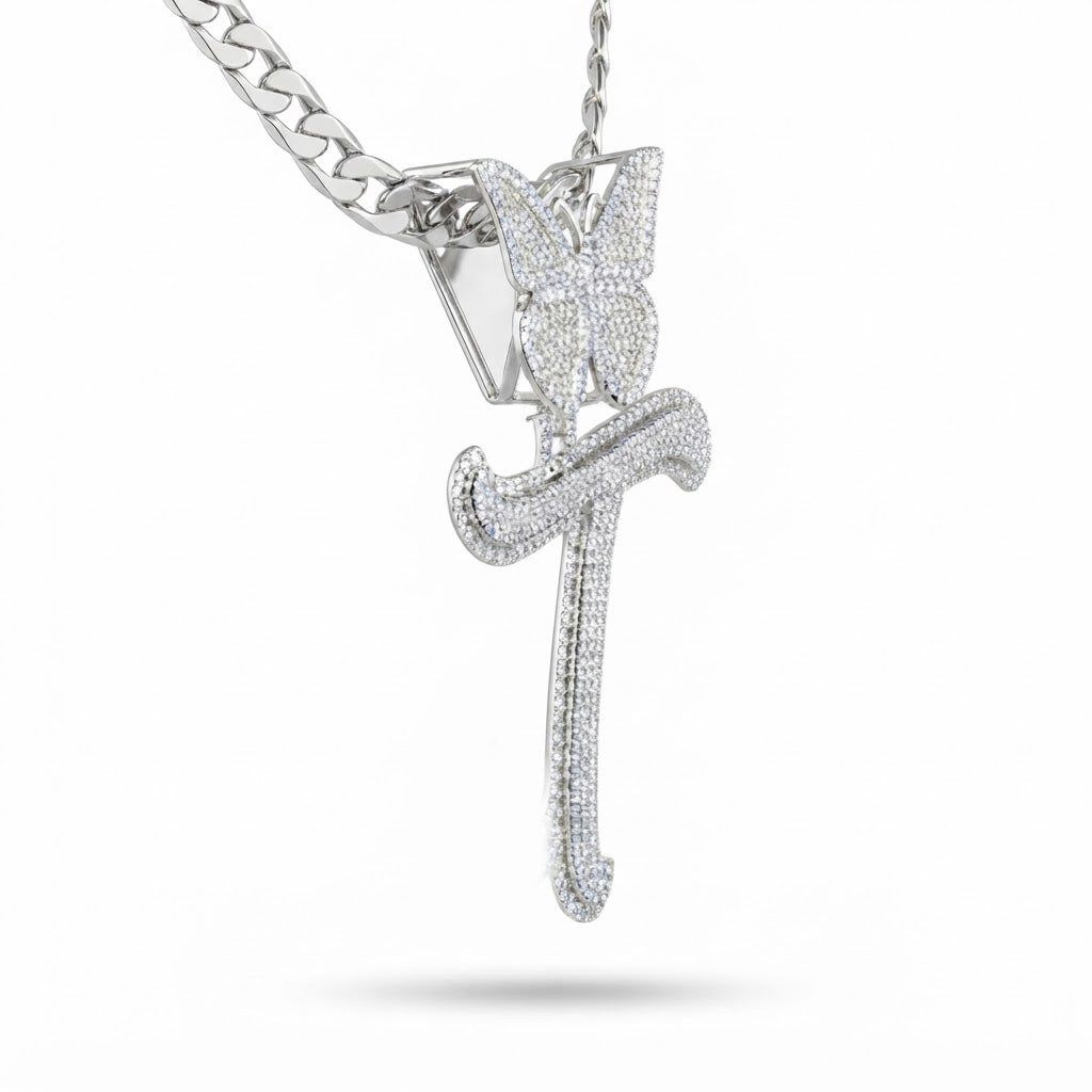 Butterfly Letter "T" Diamond Pendant