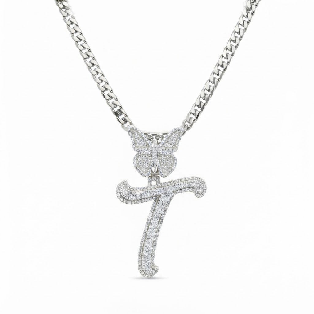 Butterfly Letter "T" Diamond Pendant