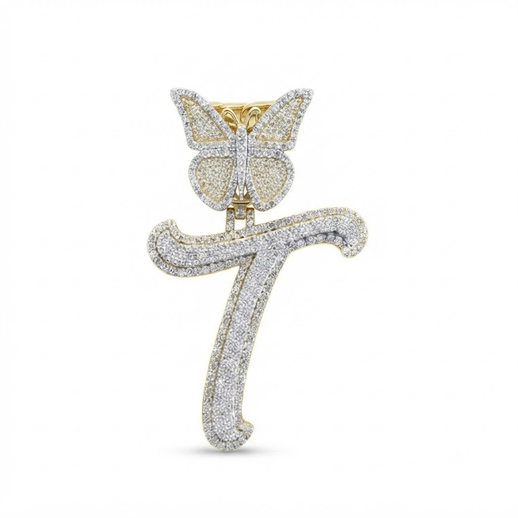 Butterfly Letter "T" Diamond Pendant
