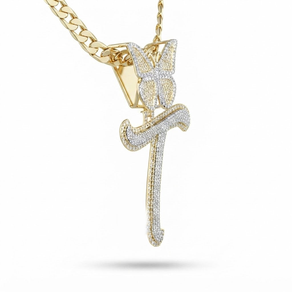 Butterfly Letter "T" Diamond Pendant