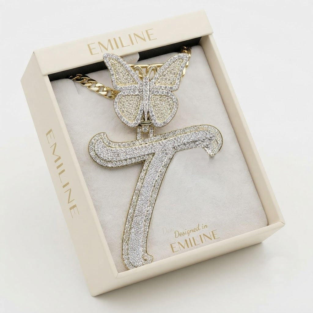 Butterfly Letter "T" Diamond Pendant
