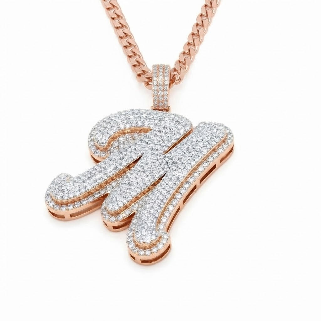 Custom "M" Letter Diamond Pendant