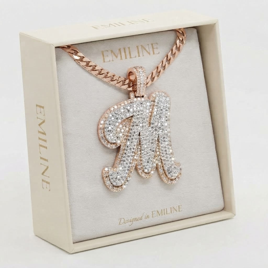 Custom "M" Letter Diamond Pendant