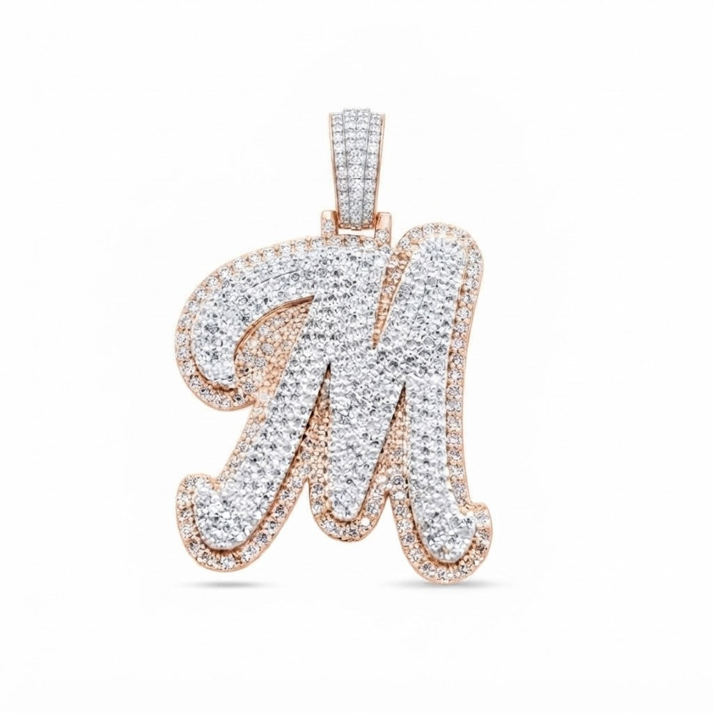 Custom "M" Letter Diamond Pendant