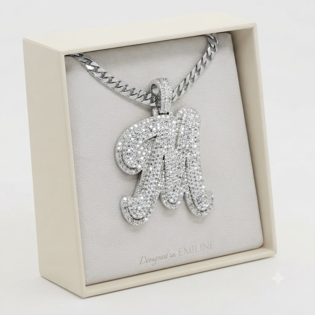 Custom "M" Letter Diamond Pendant