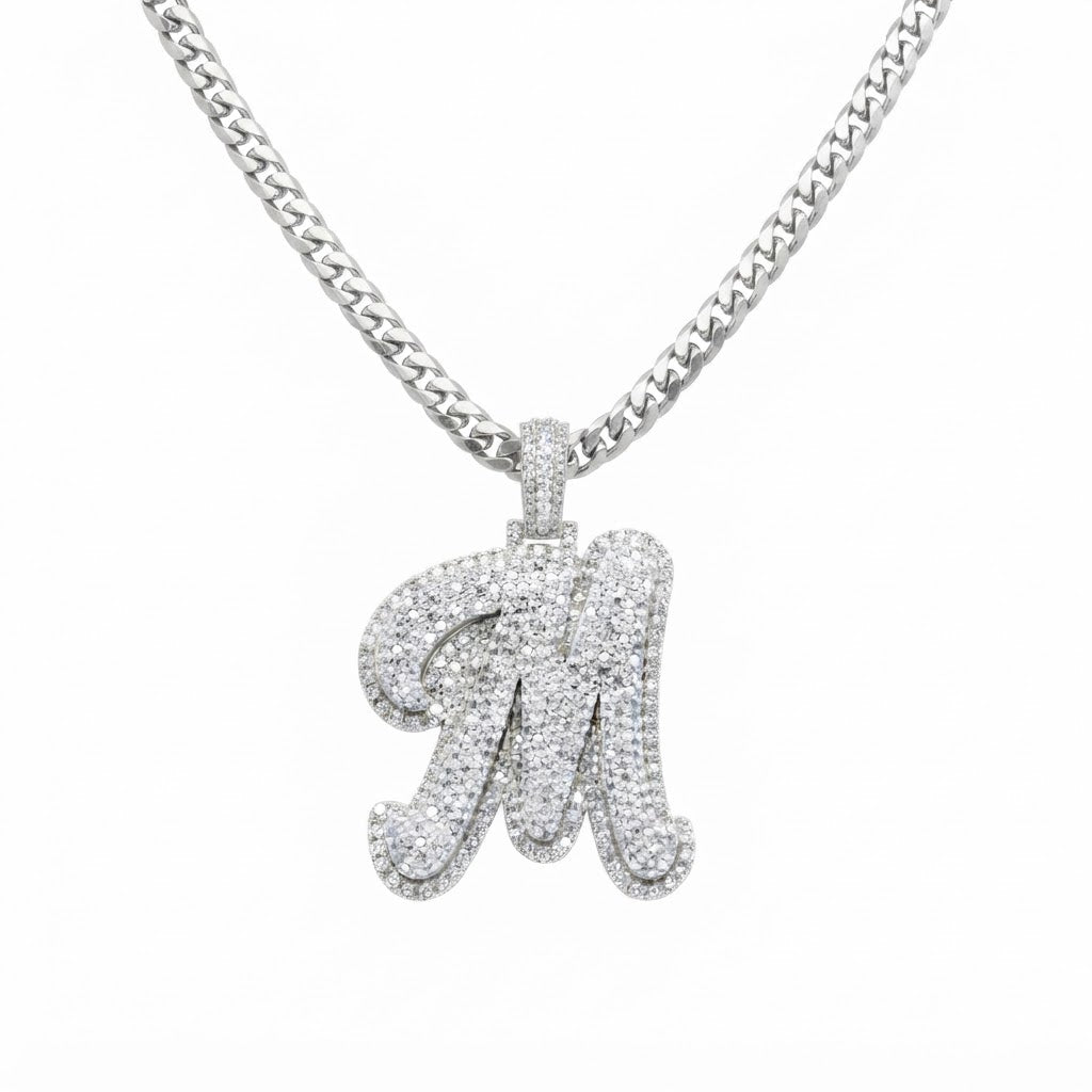 Custom "M" Letter Diamond Pendant