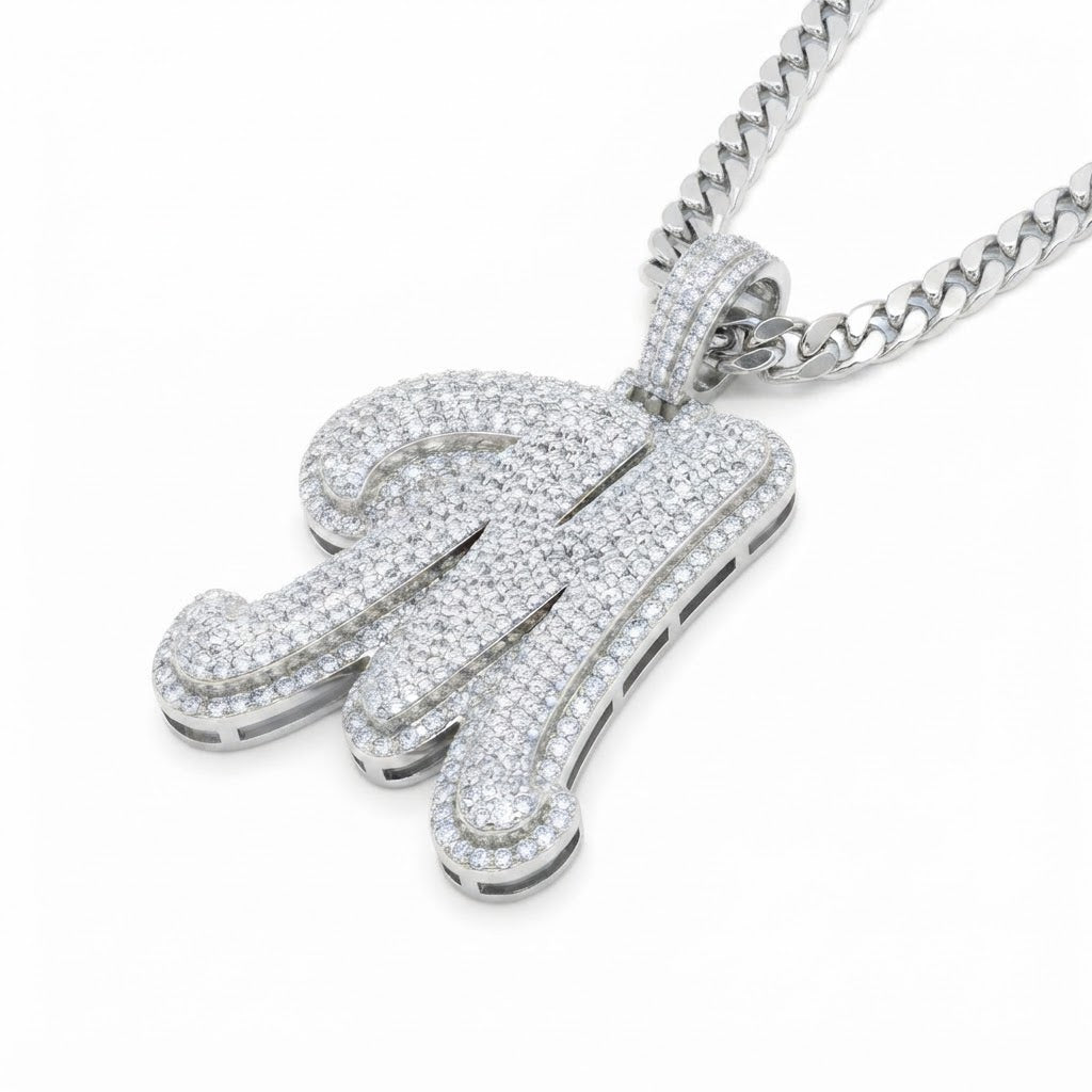 Custom "M" Letter Diamond Pendant