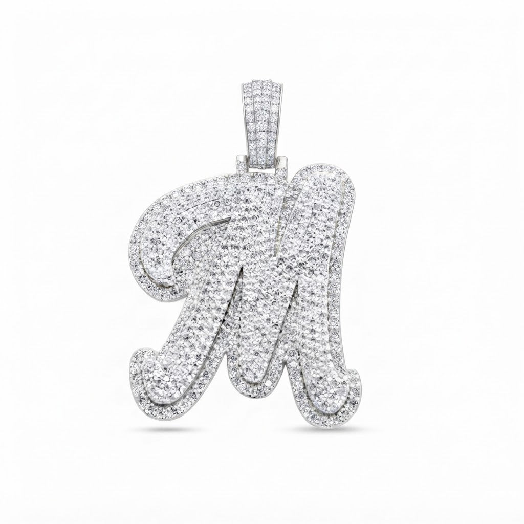 Custom "M" Letter Diamond Pendant