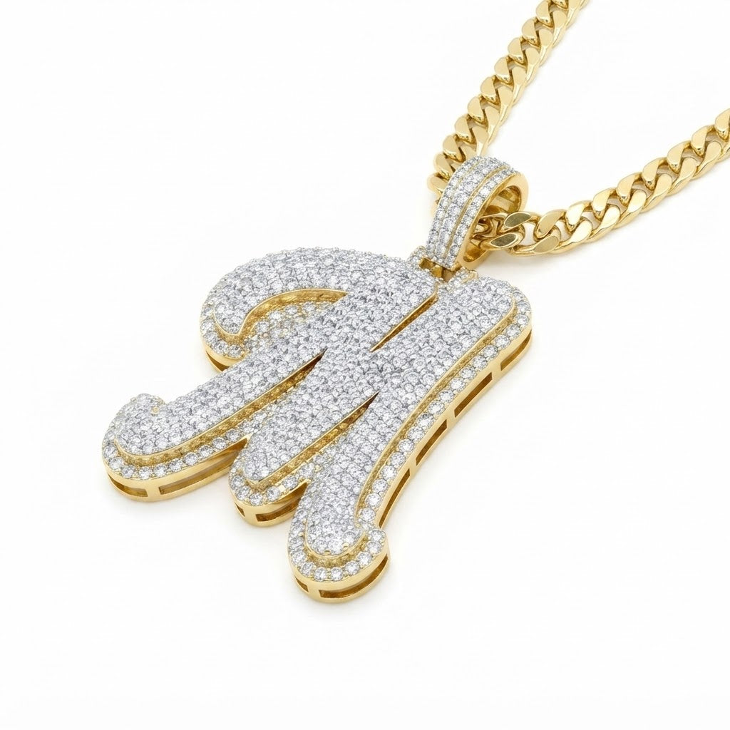 Custom "M" Letter Diamond Pendant