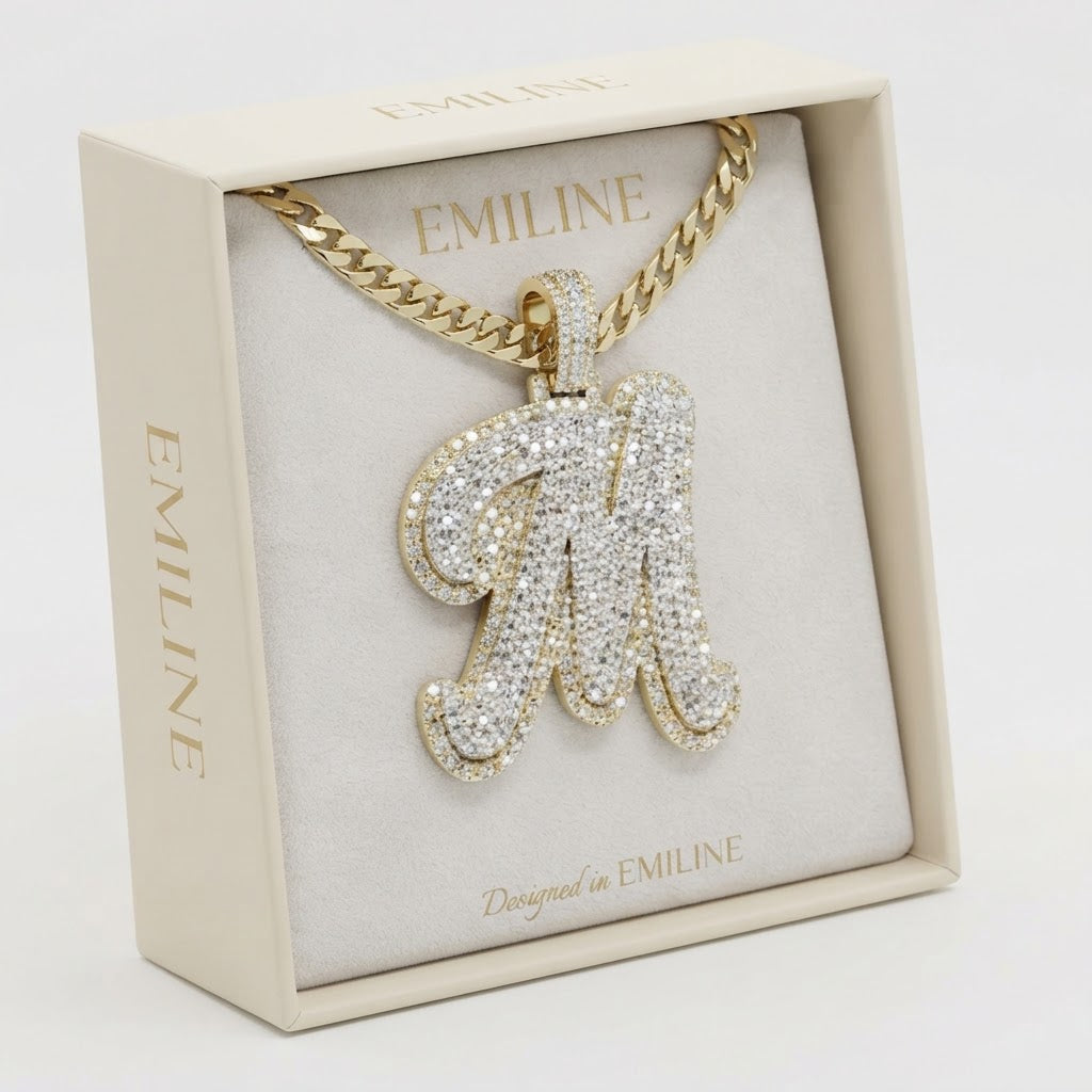 Custom "M" Letter Diamond Pendant