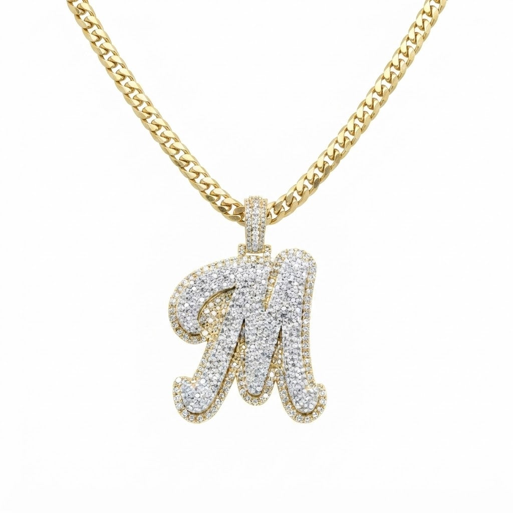 Custom "M" Letter Diamond Pendant