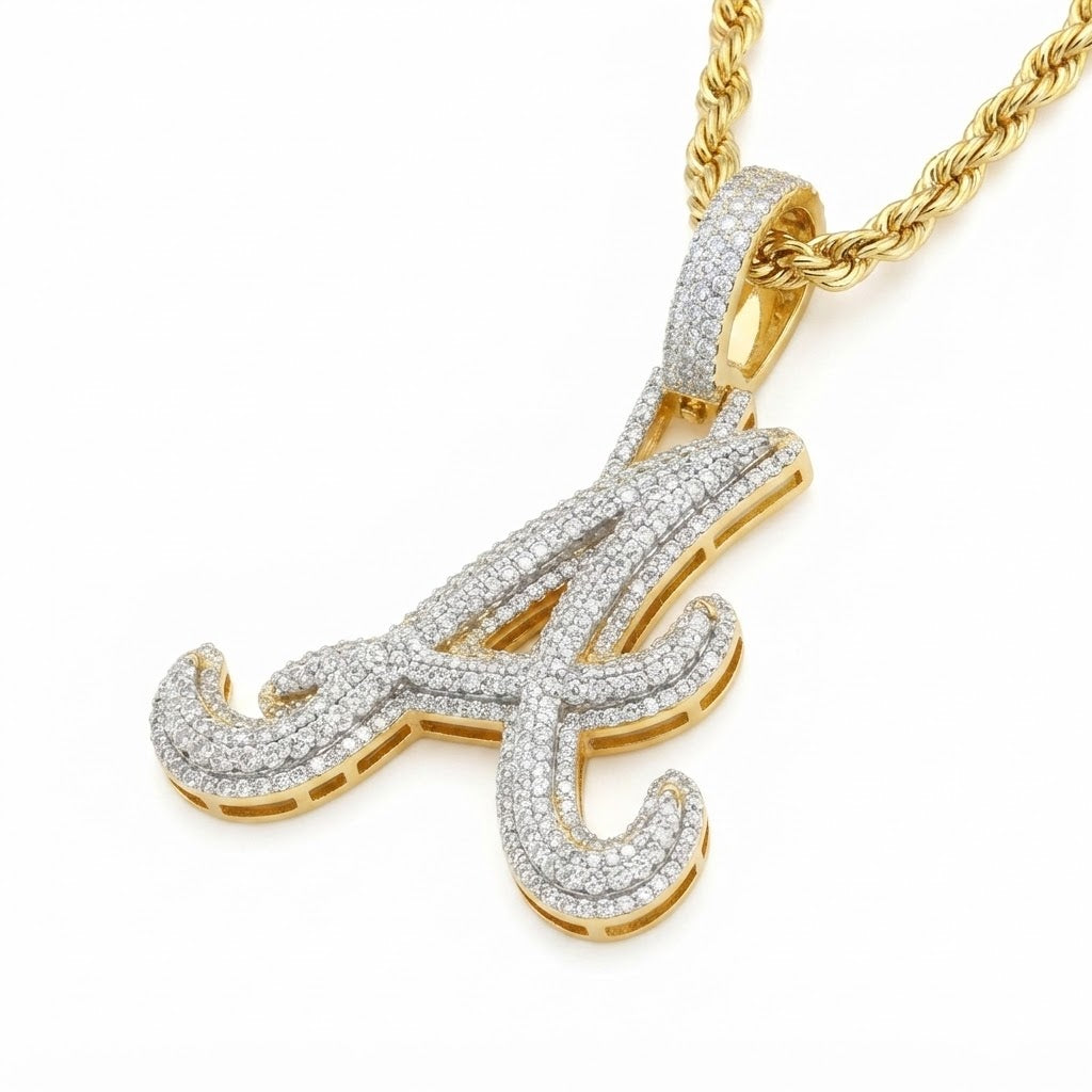 Custom "A" Letter Diamond Pendant