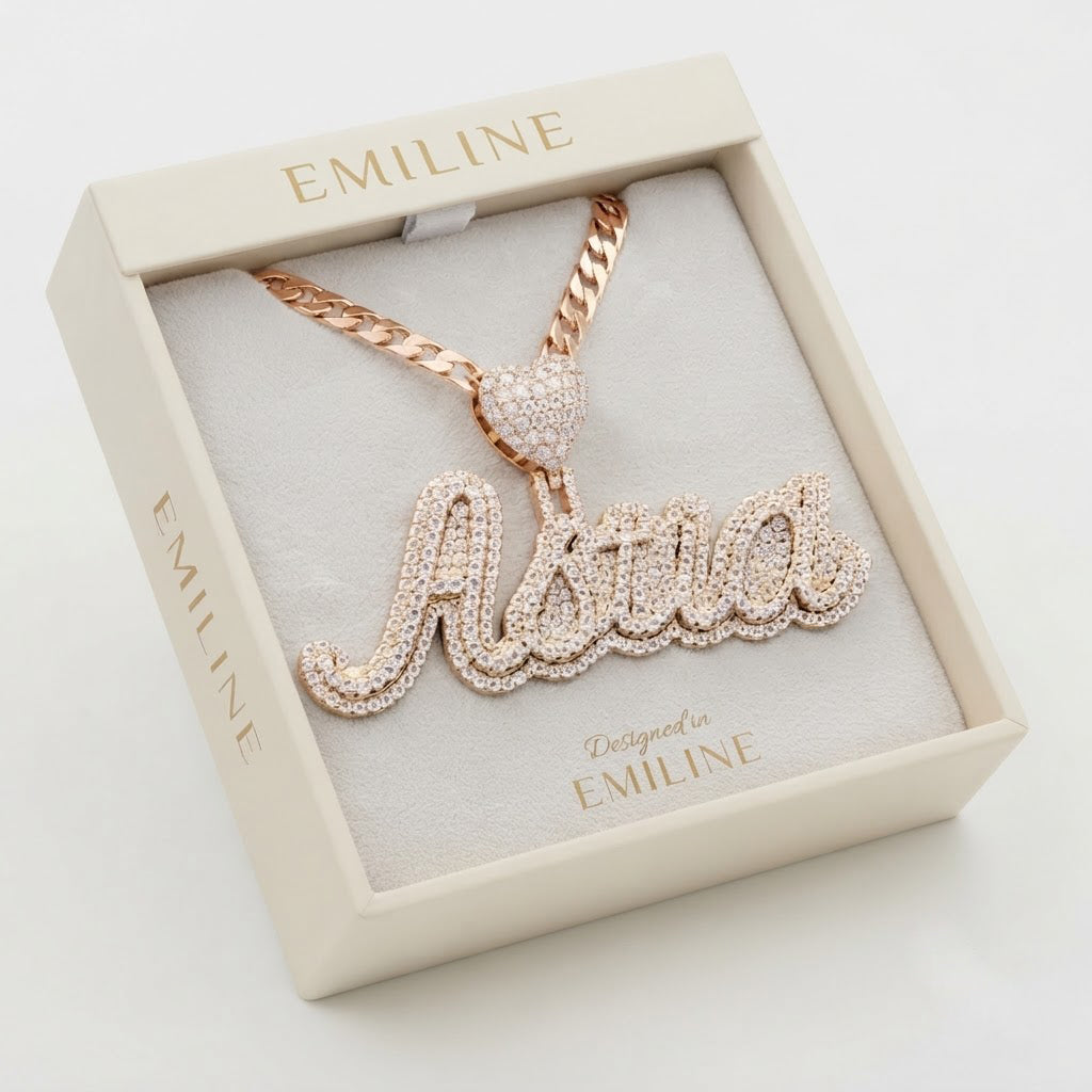 Custom Name Letter Moissanite Diamond Pendant With Heart Bail