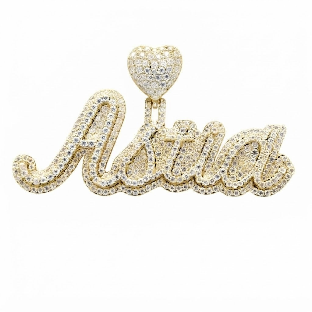 Custom Name Letter Moissanite Diamond Pendant With Heart Bail