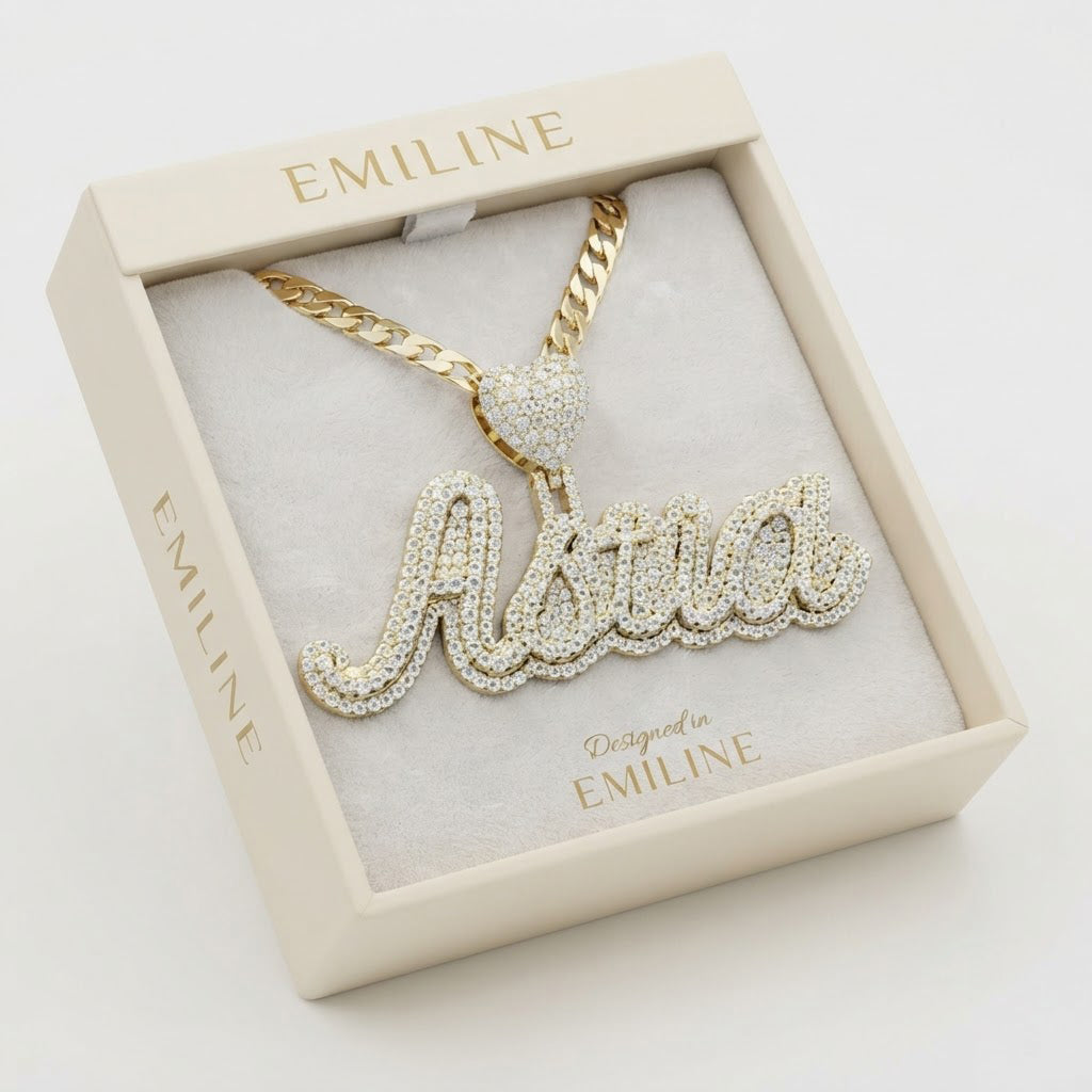 Custom Name Letter Moissanite Diamond Pendant With Heart Bail
