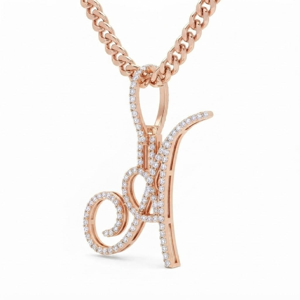 Moissanite Diamond A Letter Pendant
