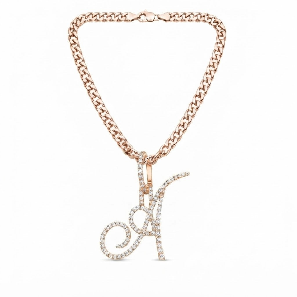 Moissanite Diamond A Letter Pendant