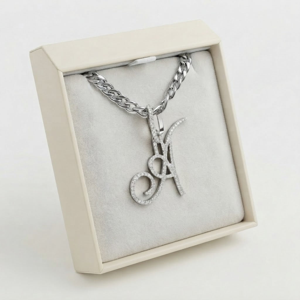 Moissanite Diamond A Letter Pendant