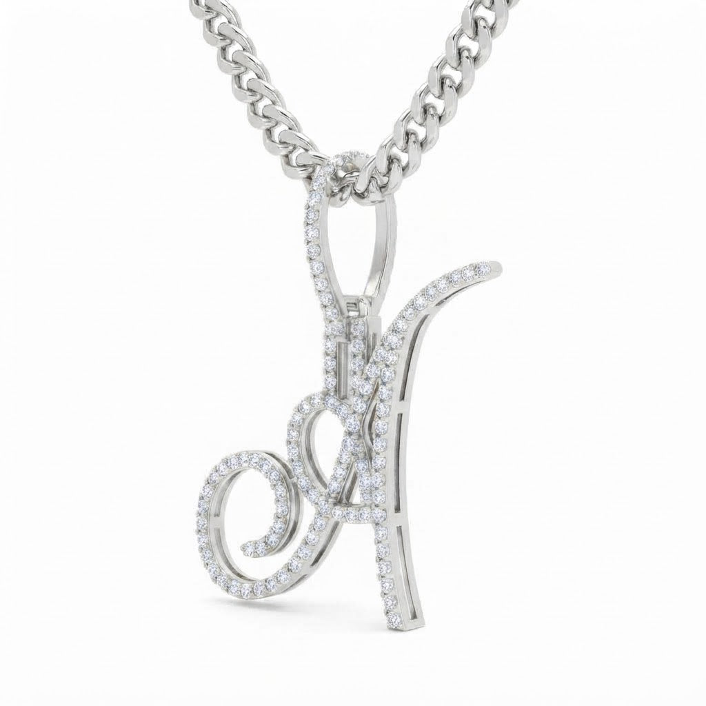 Moissanite Diamond A Letter Pendant