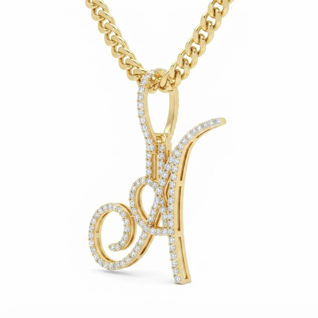 Moissanite Diamond A Letter Pendant