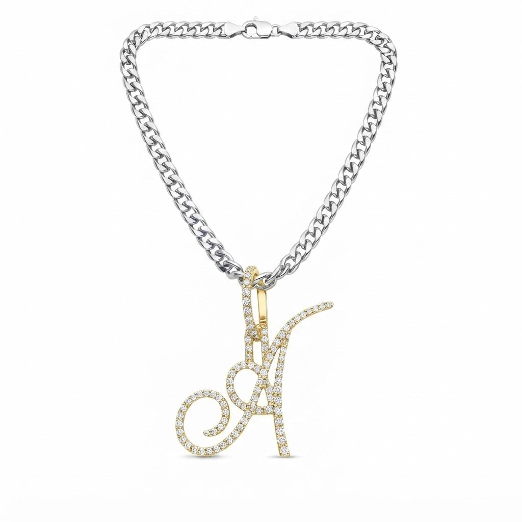 Moissanite Diamond A Letter Pendant