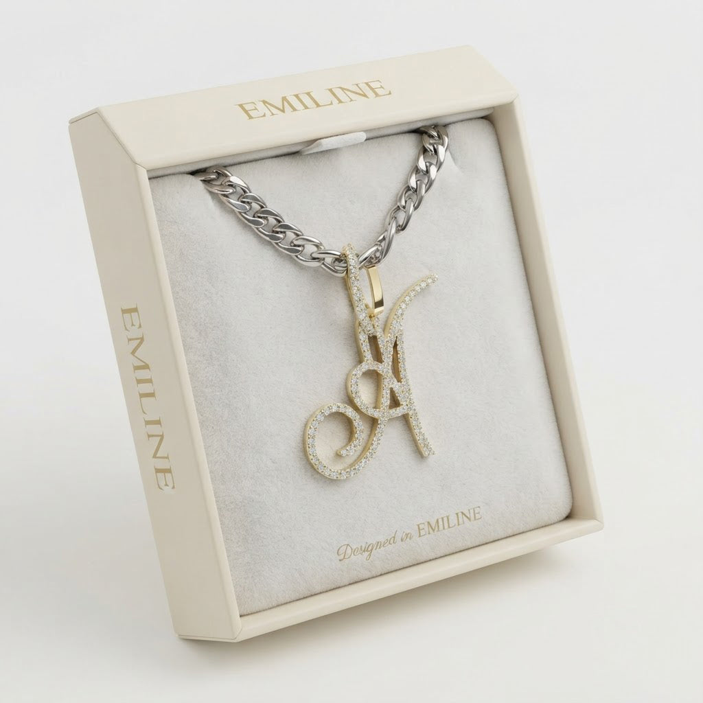 Moissanite Diamond A Letter Pendant