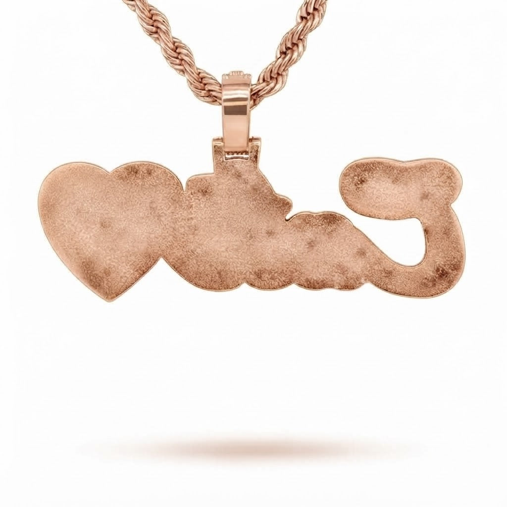 Moissanite Diamond "Cate" Name Pendant with Heart