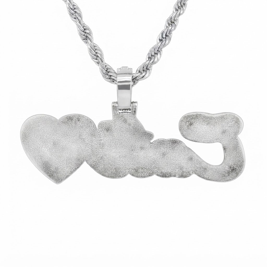 Moissanite Diamond "Cate" Name Pendant with Heart
