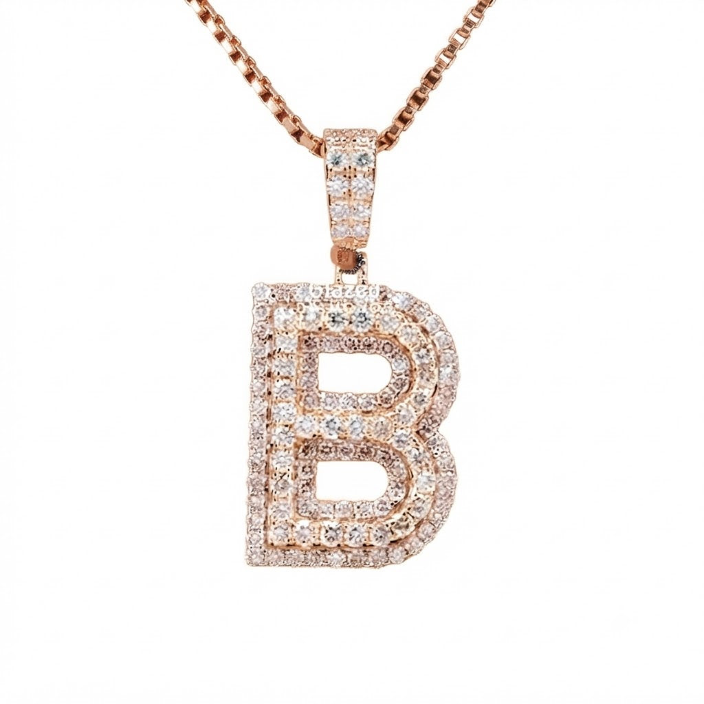 Custom "B" Letter Diamond Pendant