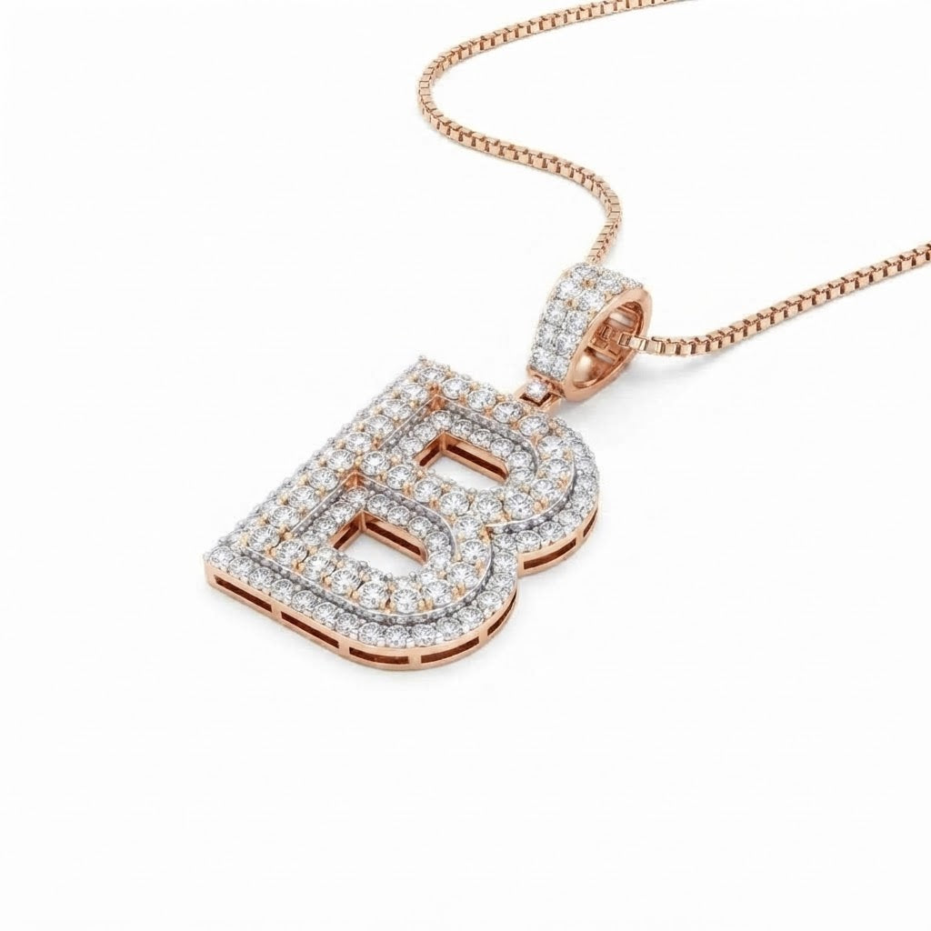 Custom "B" Letter Diamond Pendant