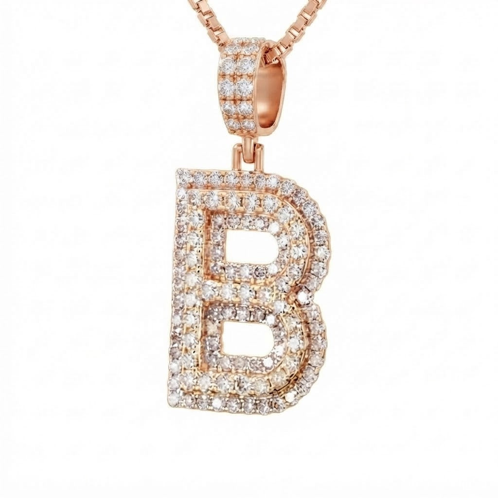Custom "B" Letter Diamond Pendant