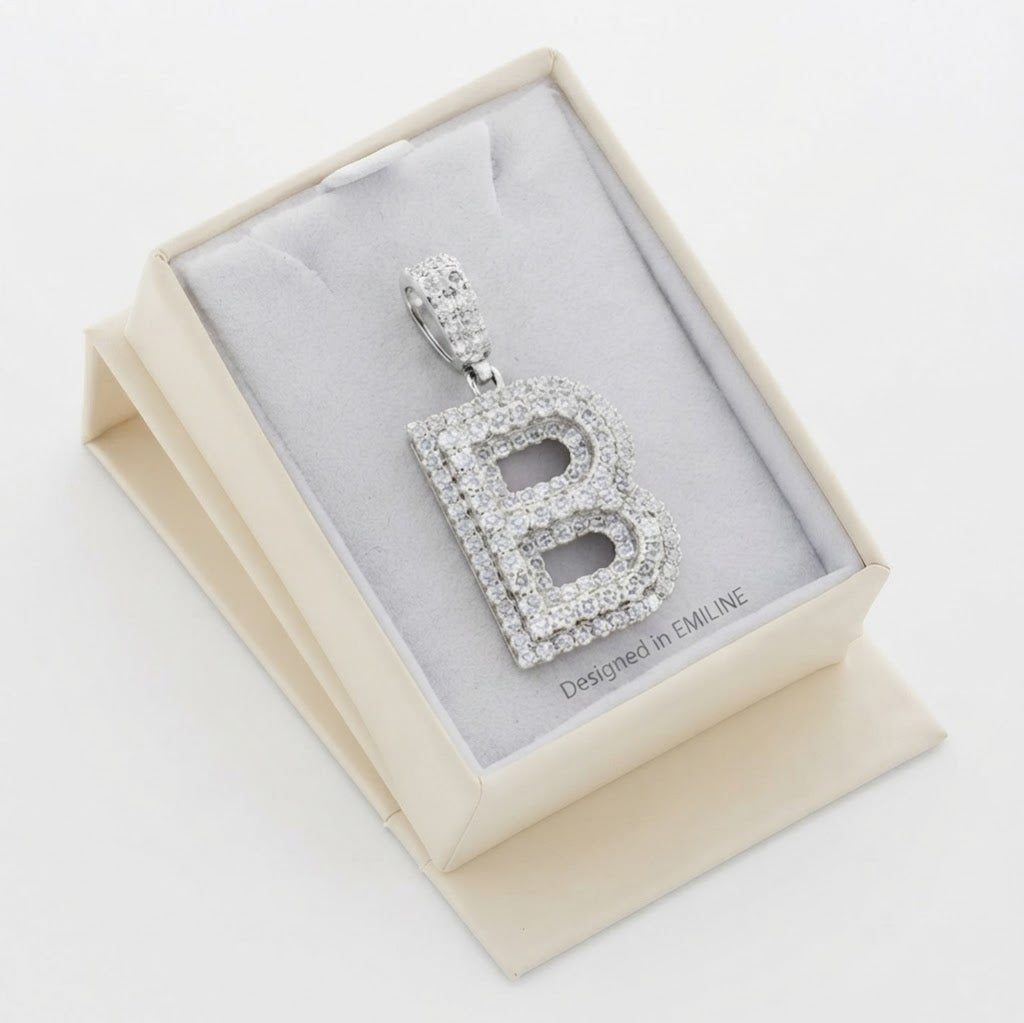 Custom "B" Letter Diamond Pendant