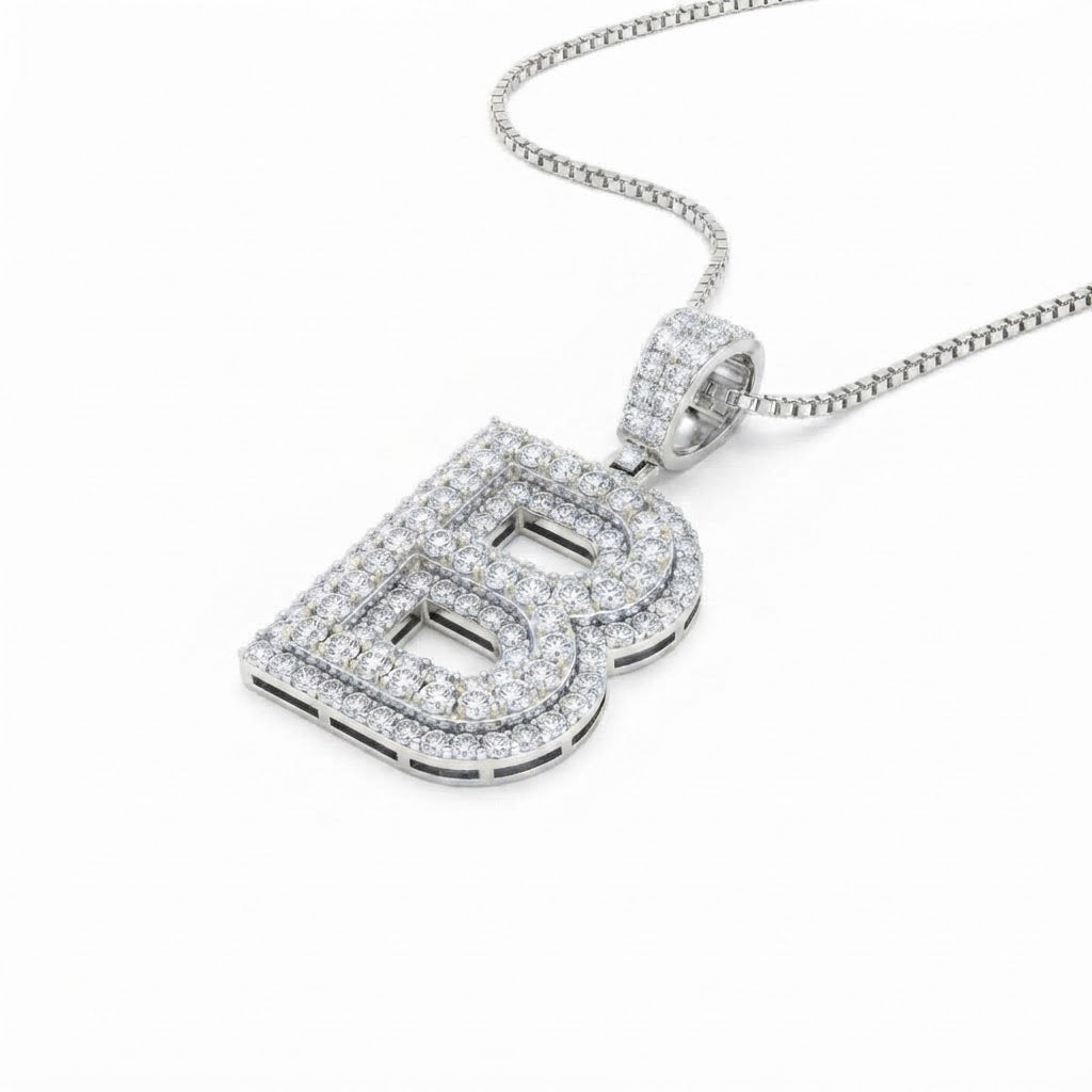Custom "B" Letter Diamond Pendant