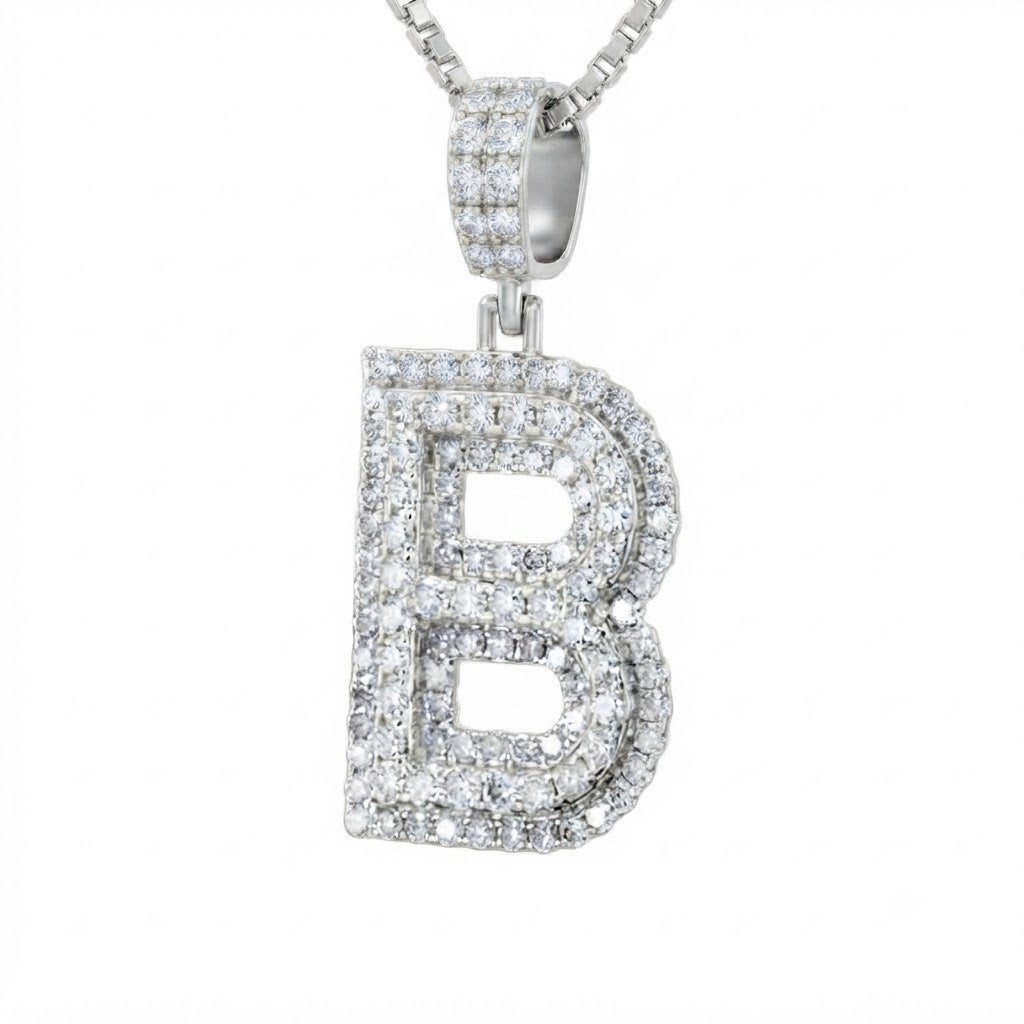 Custom "B" Letter Diamond Pendant