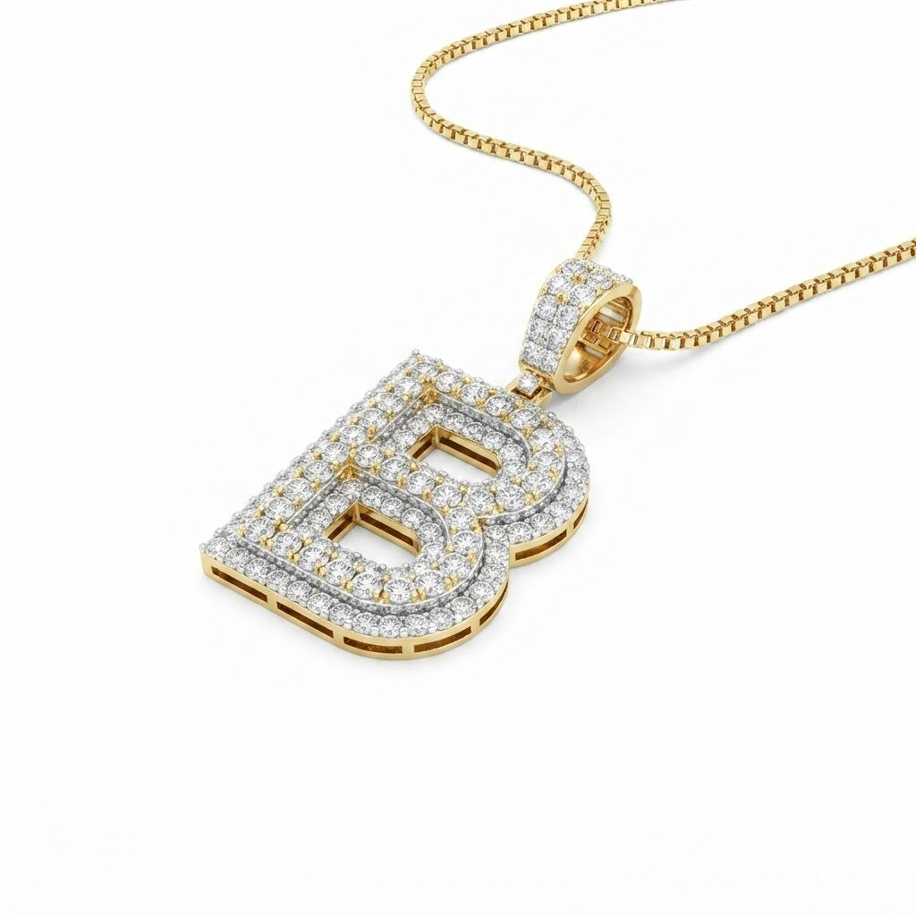 Custom "B" Letter Diamond Pendant