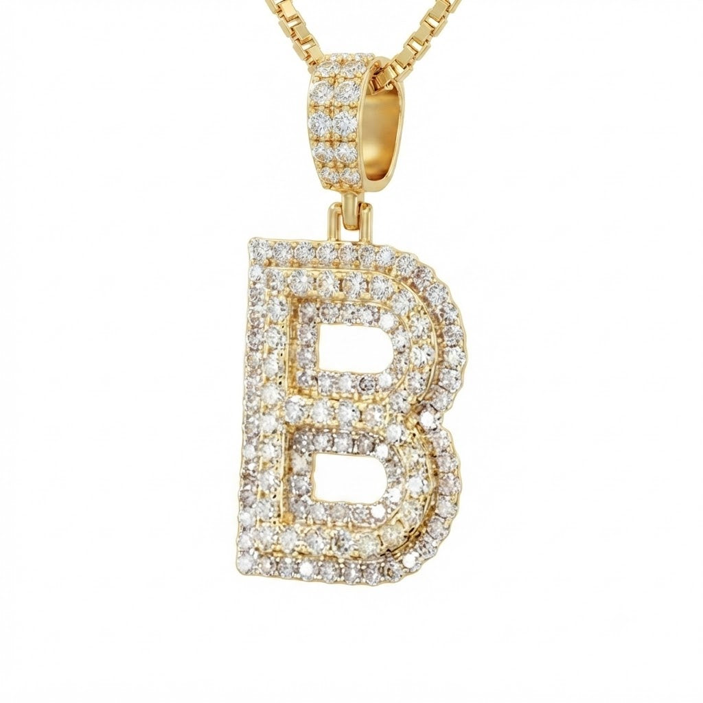 Custom "B" Letter Diamond Pendant
