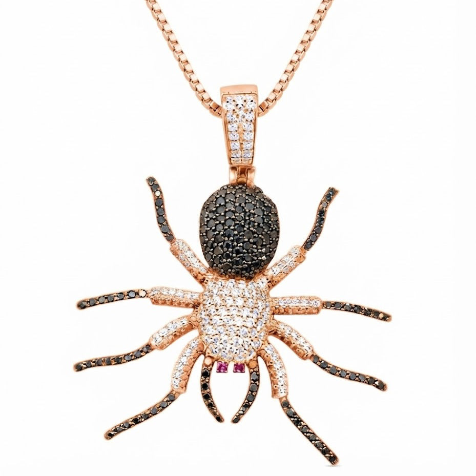 Spider Shape Pendant With Black Diamonds