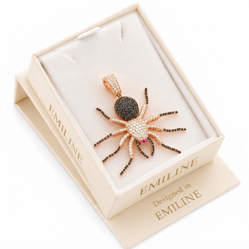 Spider Shape Pendant With Black Diamonds