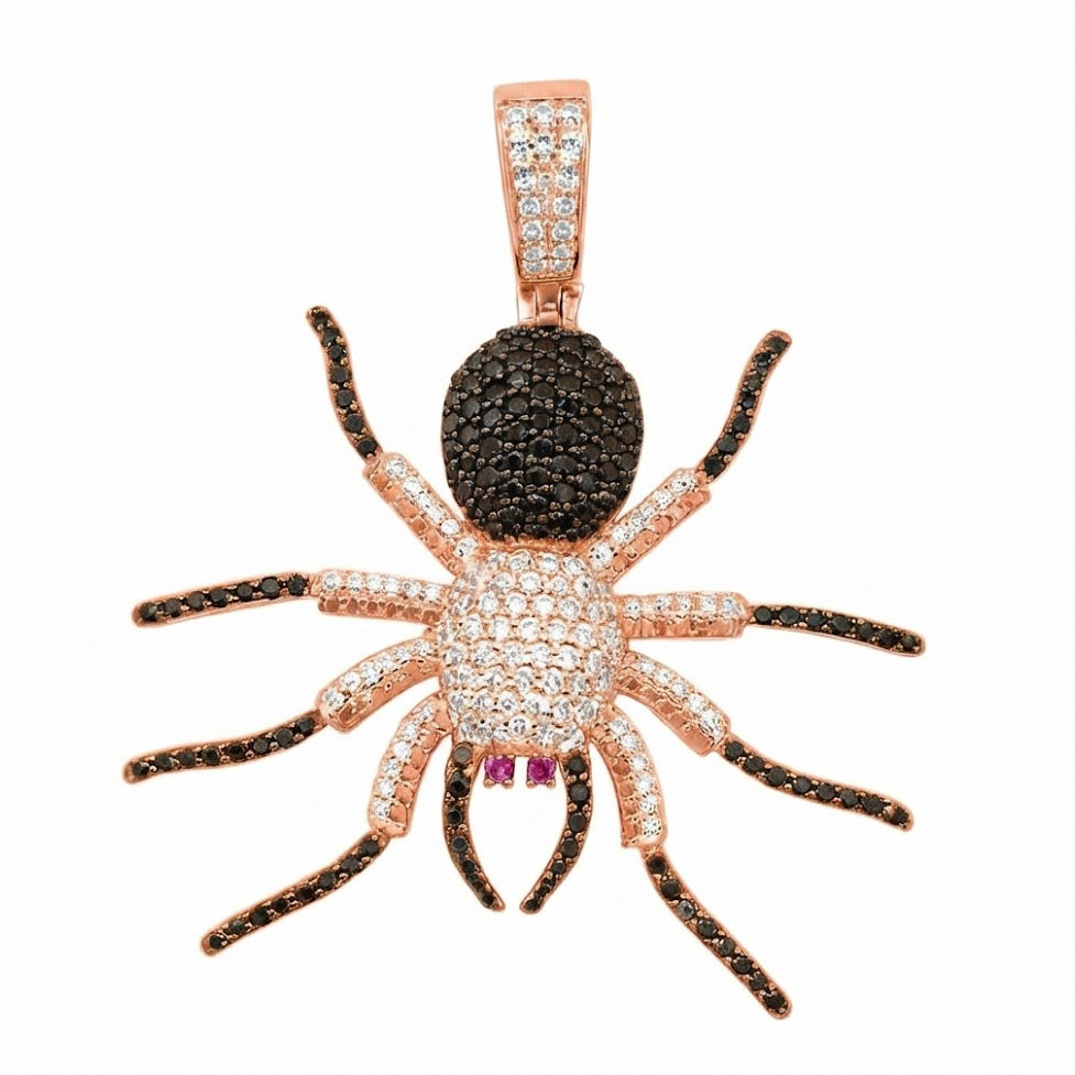 Spider Shape Pendant With Black Diamonds
