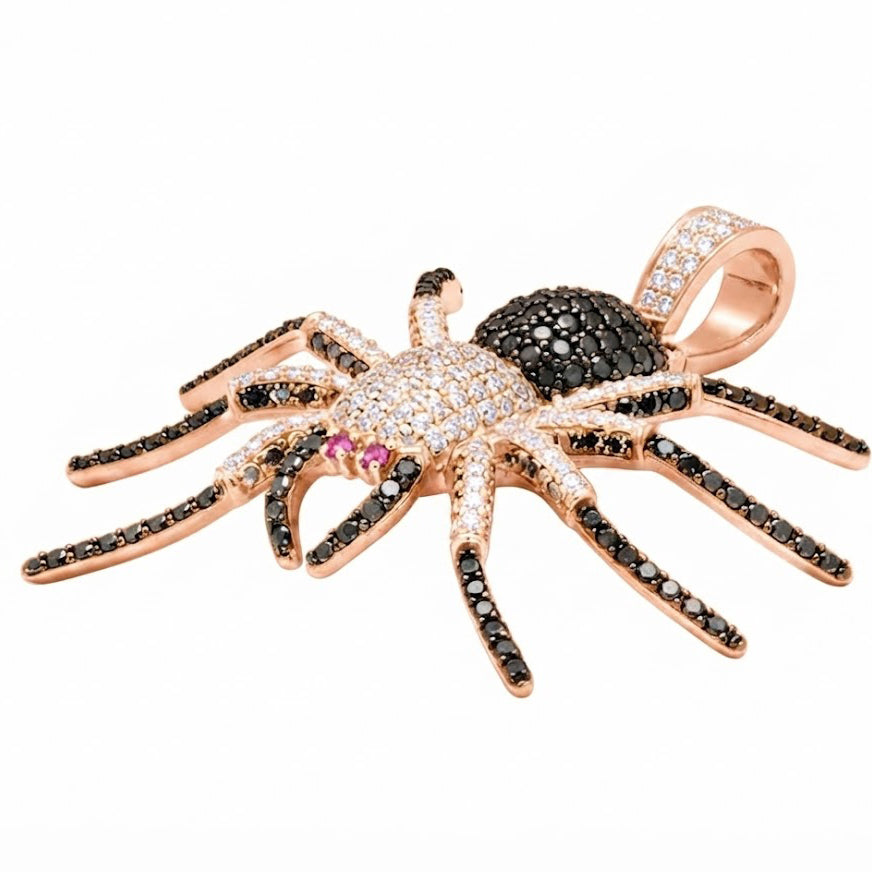 Spider Shape Pendant With Black Diamonds