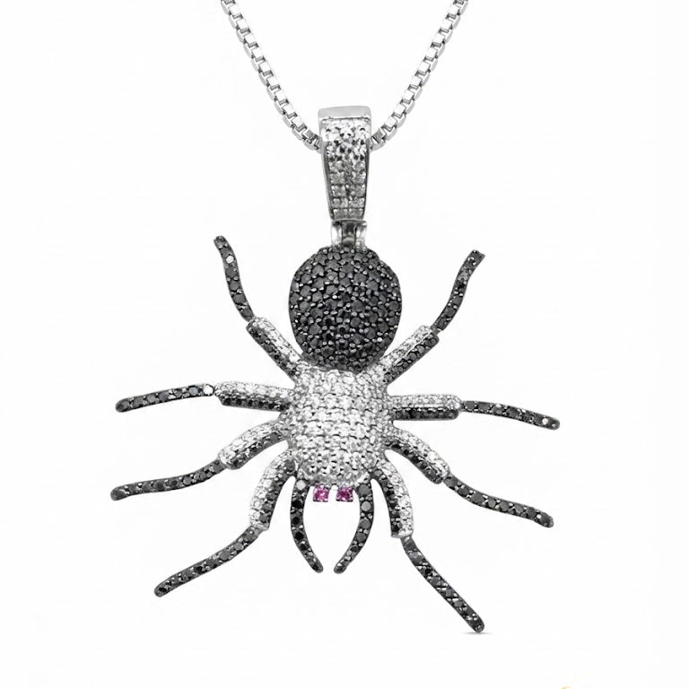 Spider Shape Pendant With Black Diamonds